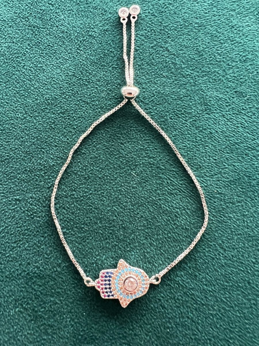 Coloured Hamza diamanté bracelet