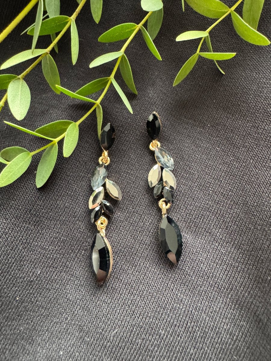 Crystal leaf drop earrings