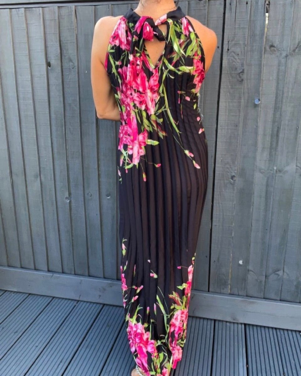 Floral print silk dress