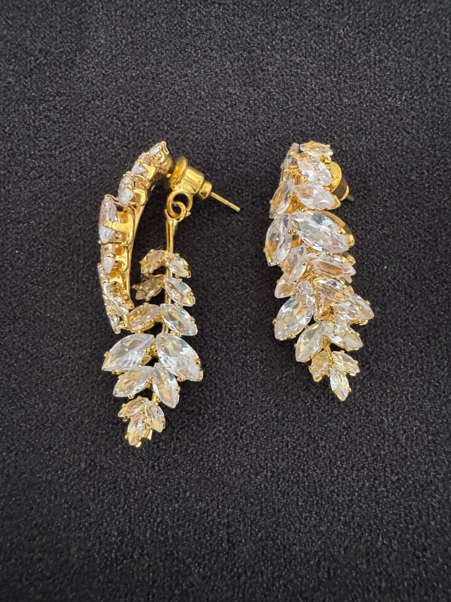 Leaf encrusted drop earrings