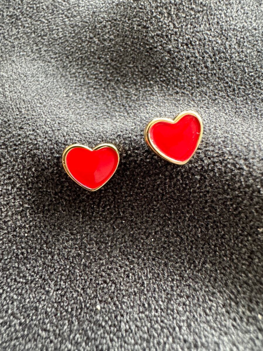 Little red heart earrings
