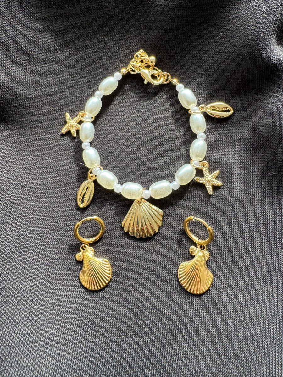 Shell and pearl bracelet
