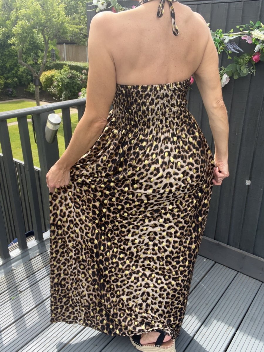 Bardot leopard print maxi