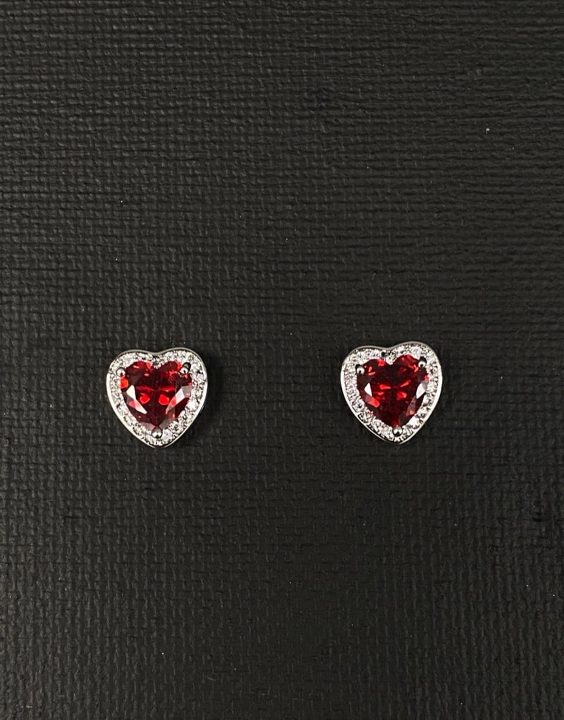 Diamanté rim heart earrings