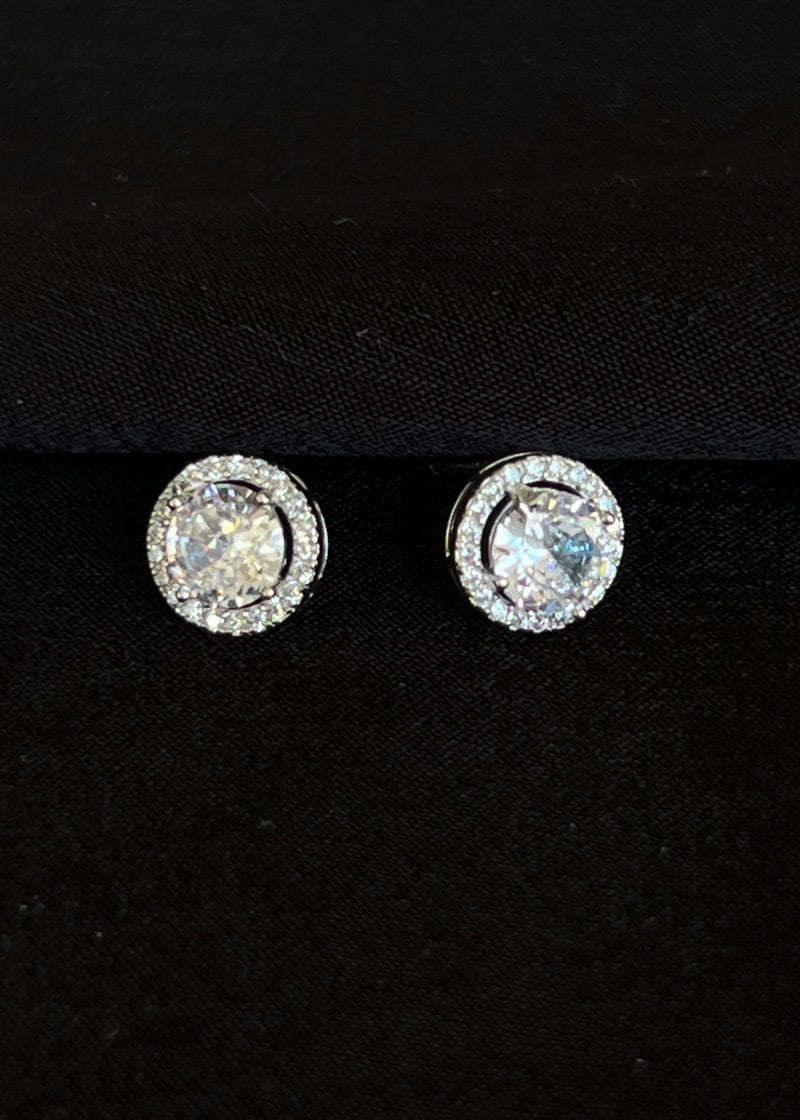 Double diamanté circle earrings