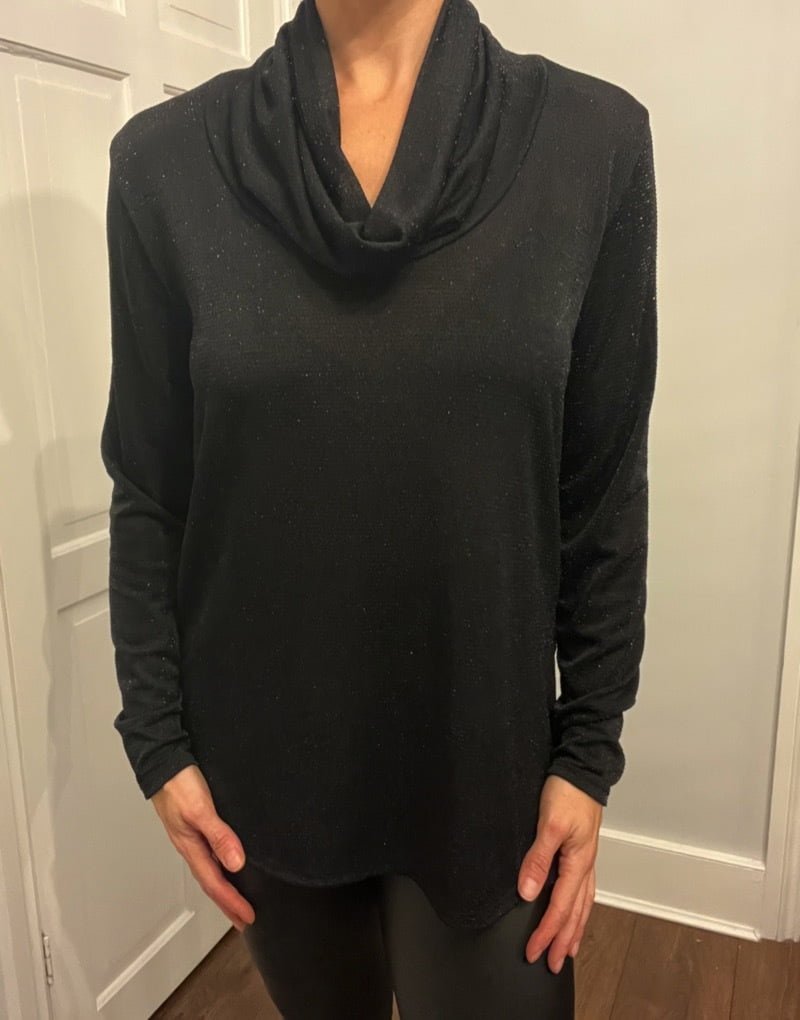 Glitter cowl neck top