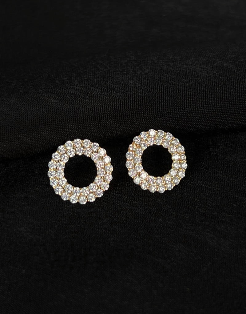 Gold circle diamanté earrings