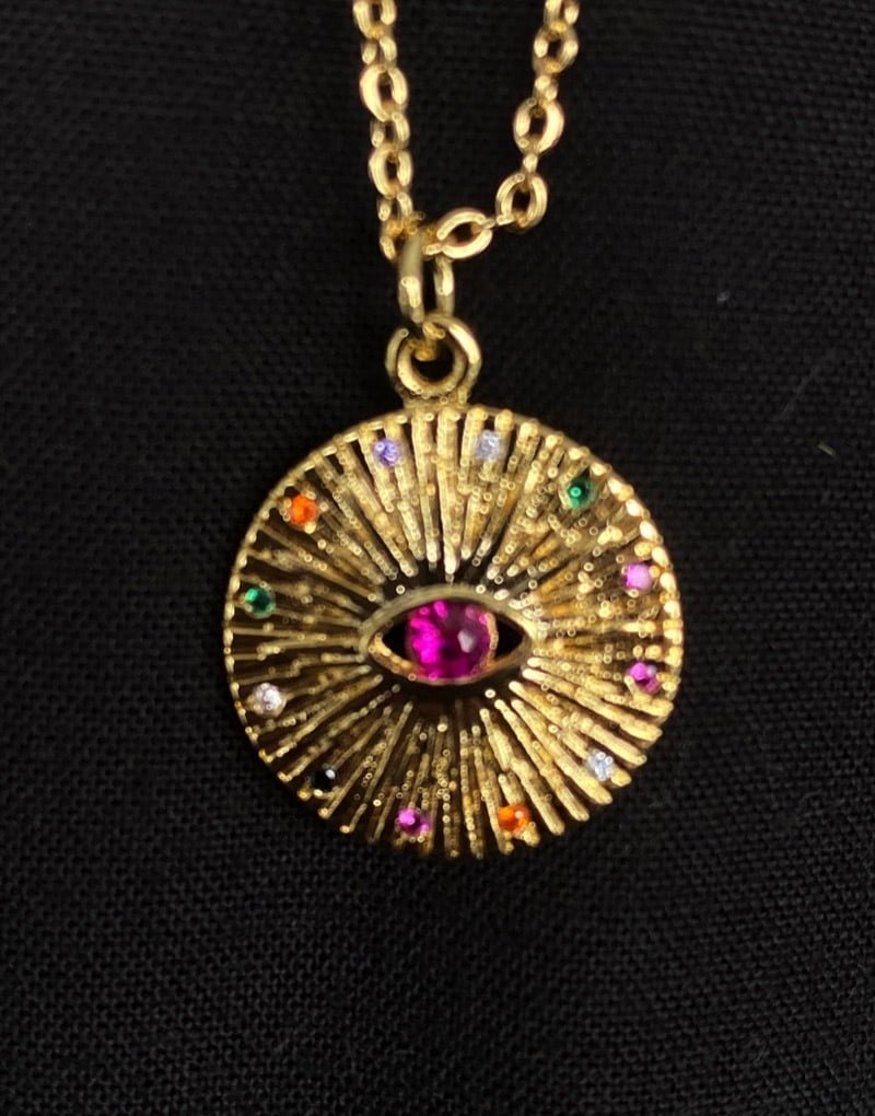Gold/Rainbow gem necklace