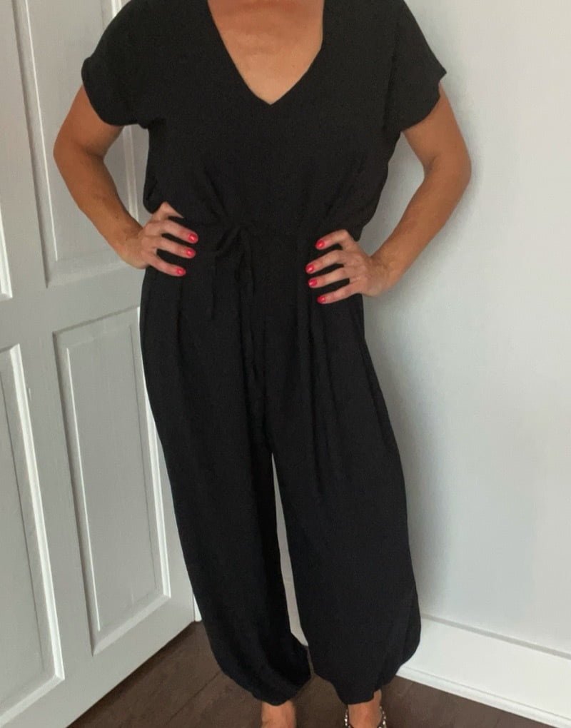 Black harem hot sale jumpsuit