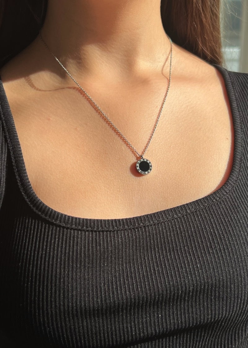 Roman numeral circle necklace