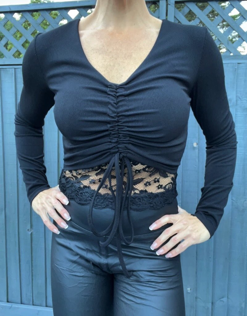 Ruched fitted lace top