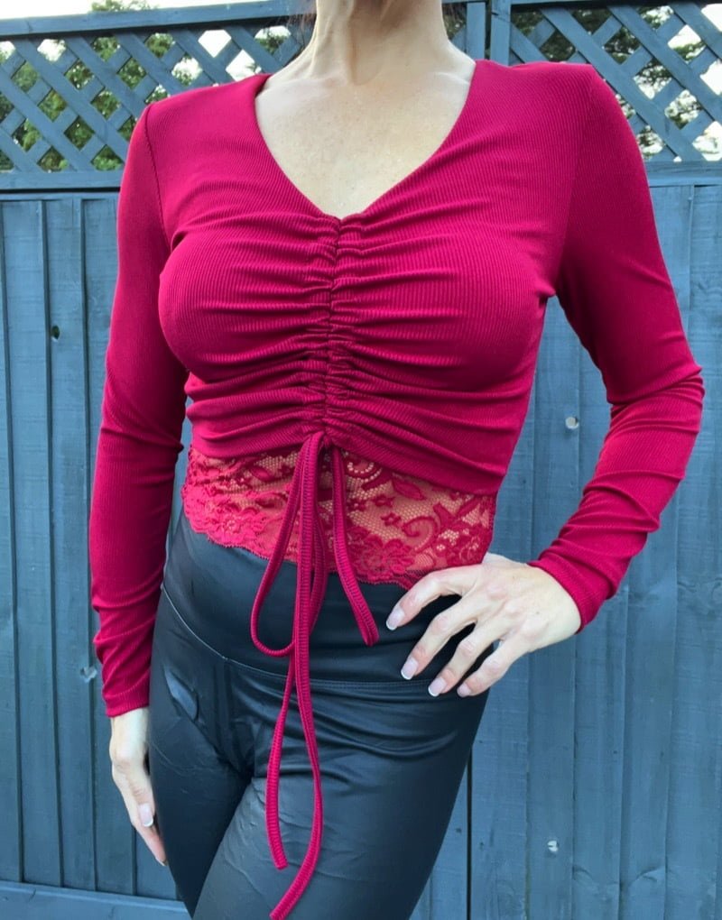 Ruched fitted lace top