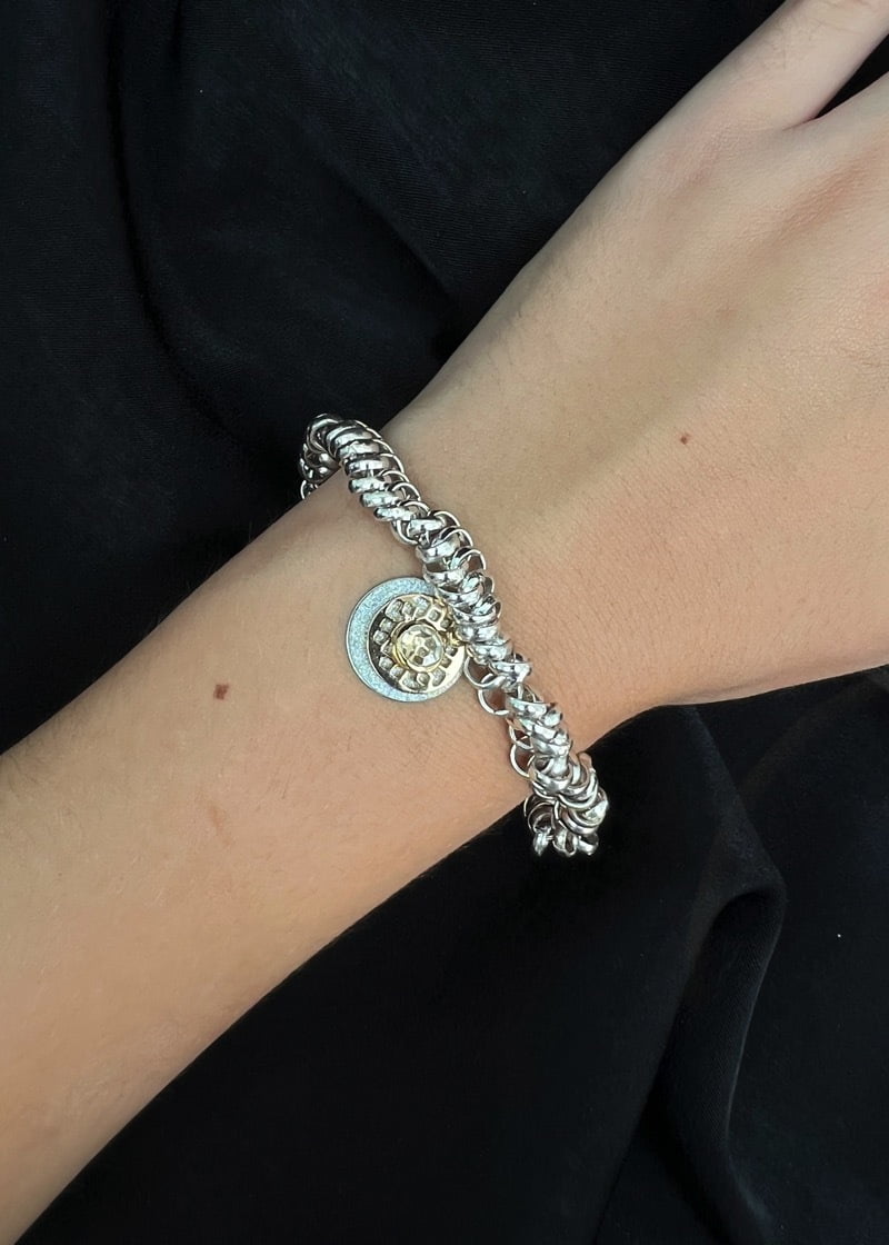 silver link charm bracelet