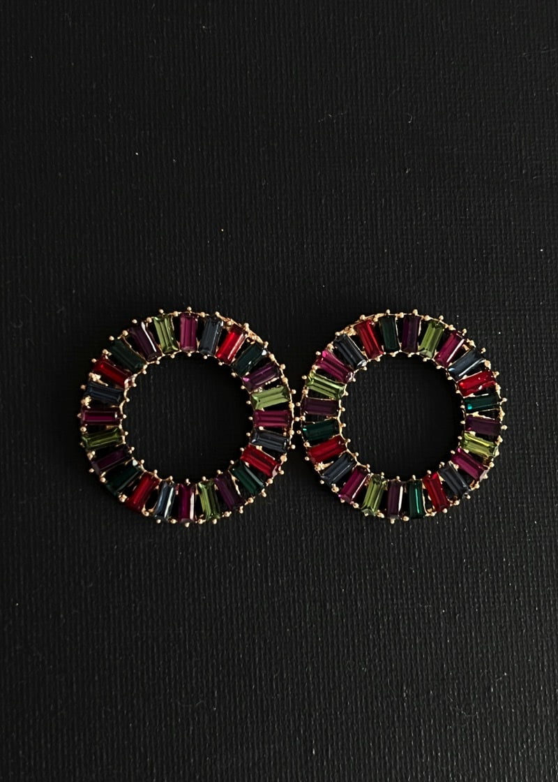 Statement rainbow circle earrings - Nickel Free