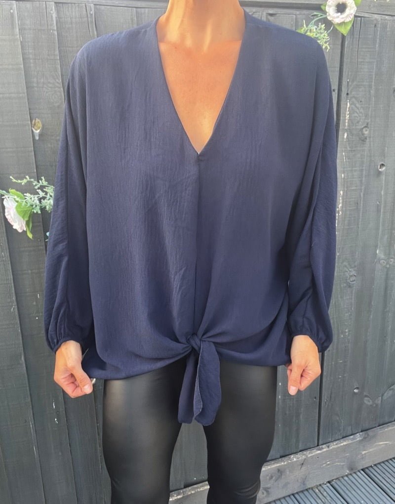 V tie blouse