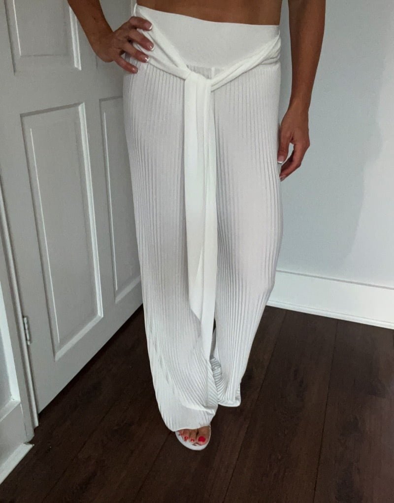 Wide leg pencil pleated trouser with elasticated waist