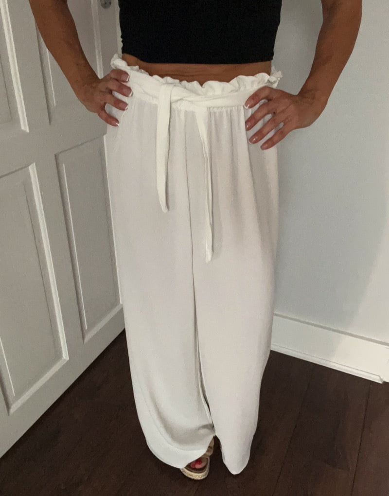 Wide leg trousers with elasticated waist