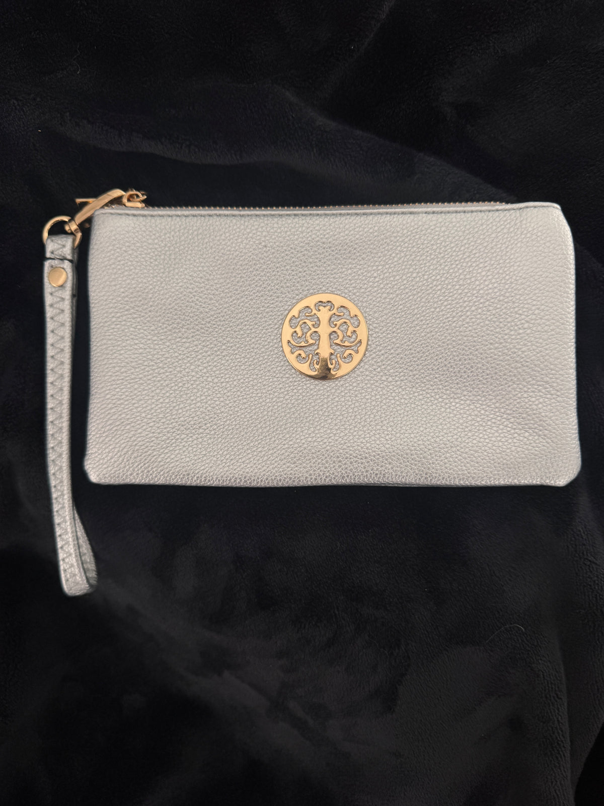 Silver clutch bag