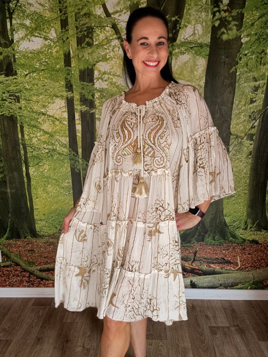 Beaded Bardot summer dress