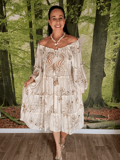 Beaded Bardot summer dress