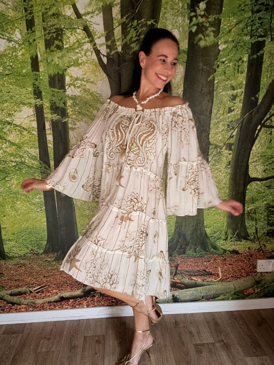 Beaded Bardot summer dress