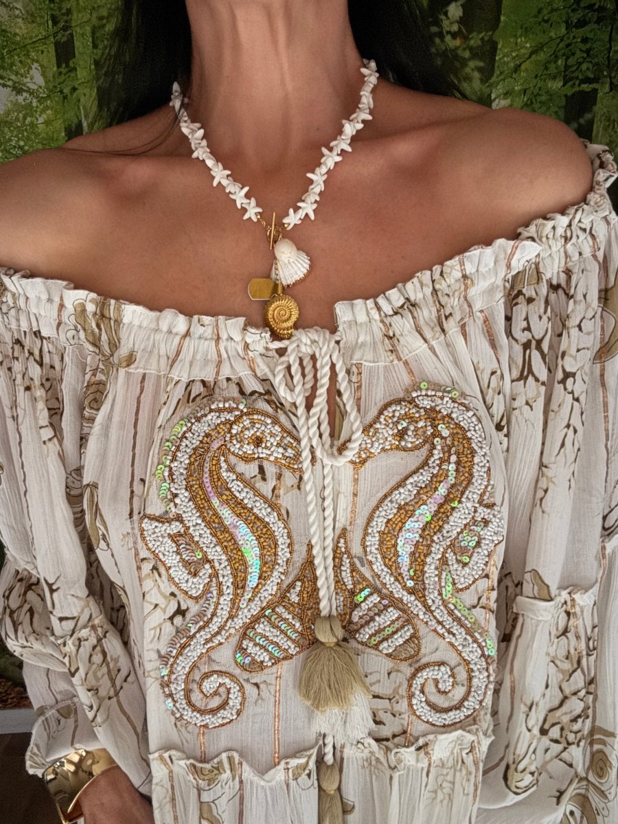 Beaded Bardot summer dress