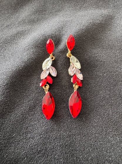 Crystal leaf drop earrings