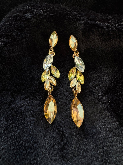 Crystal leaf drop earrings