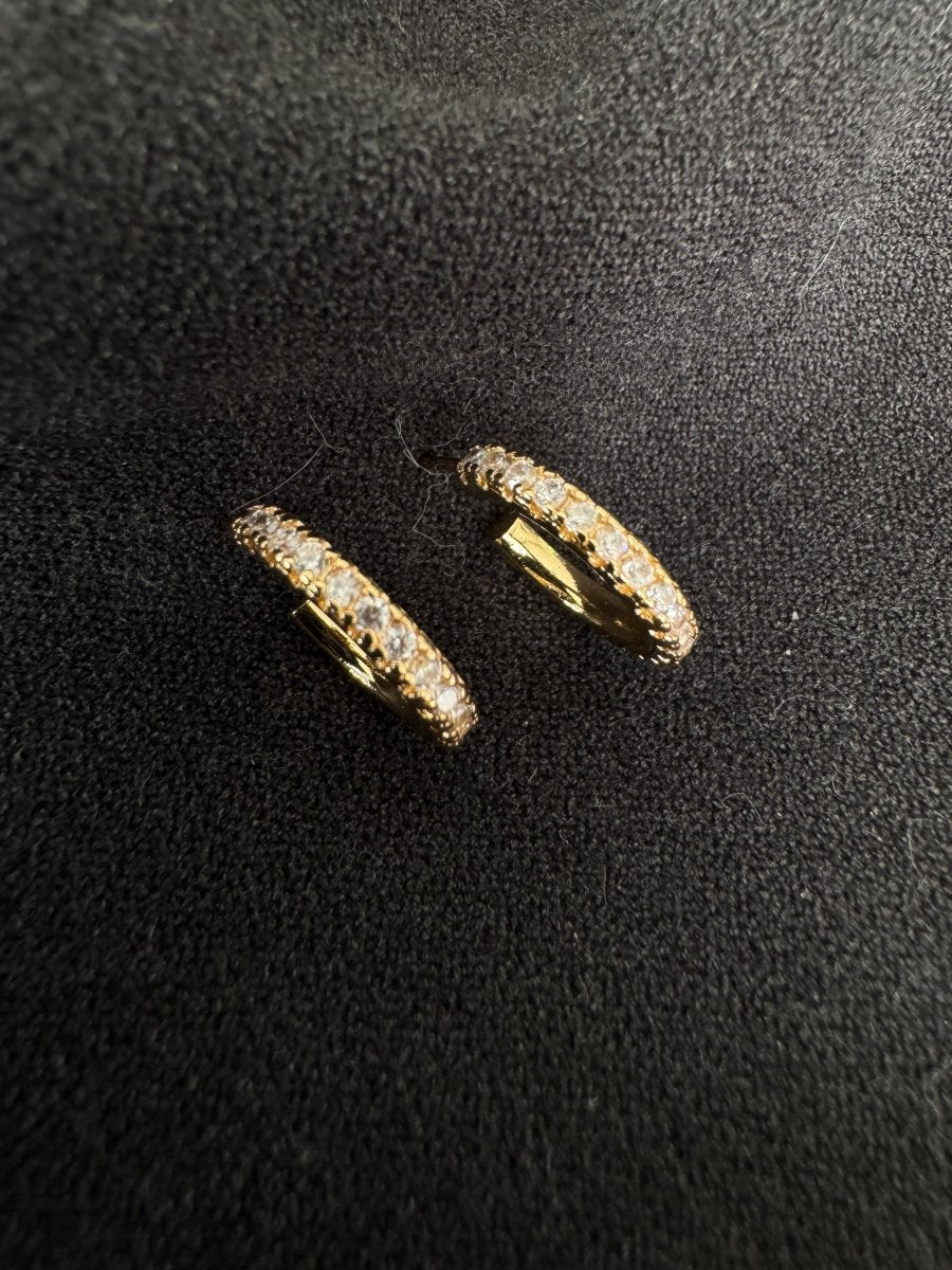 Diamanté hoop earrings.