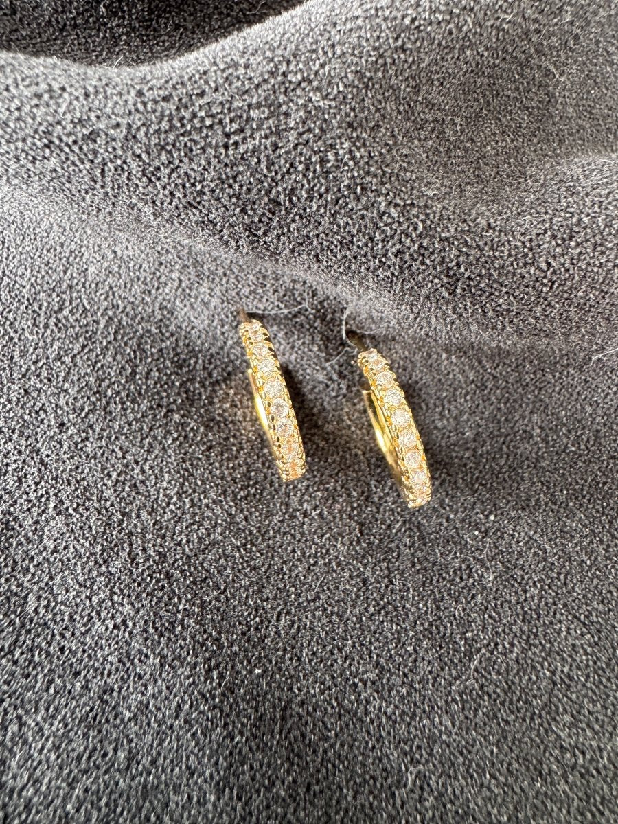 Diamanté hoop earrings.