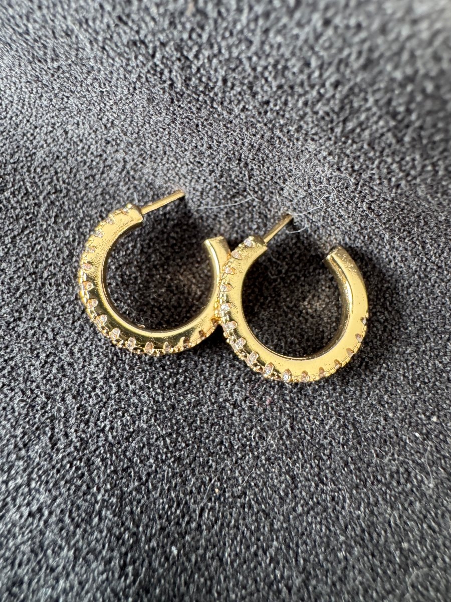 Diamanté hoop earrings.