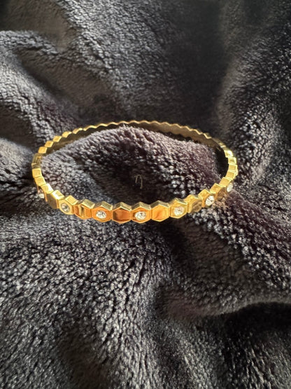 Diamond hexagon hinge bracelet