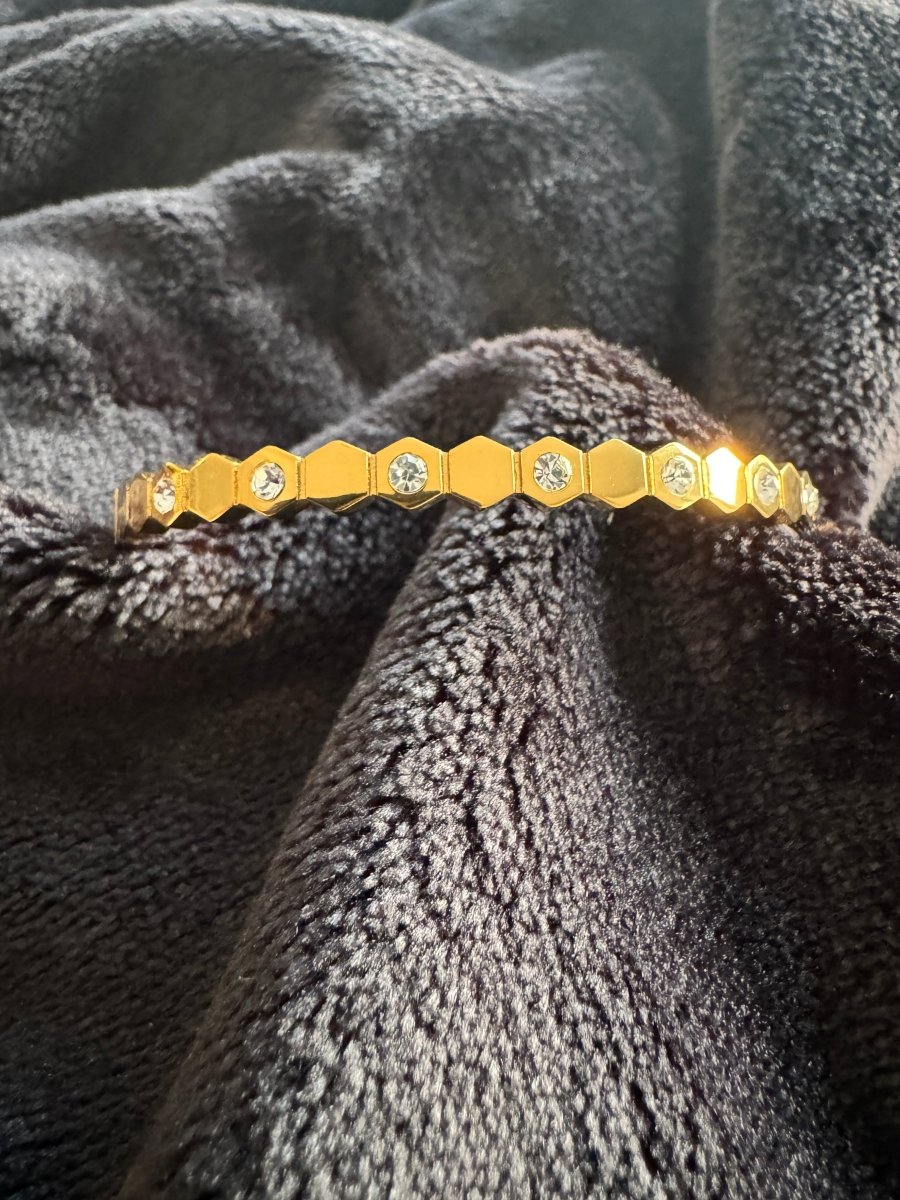 Diamond hexagon hinge bracelet