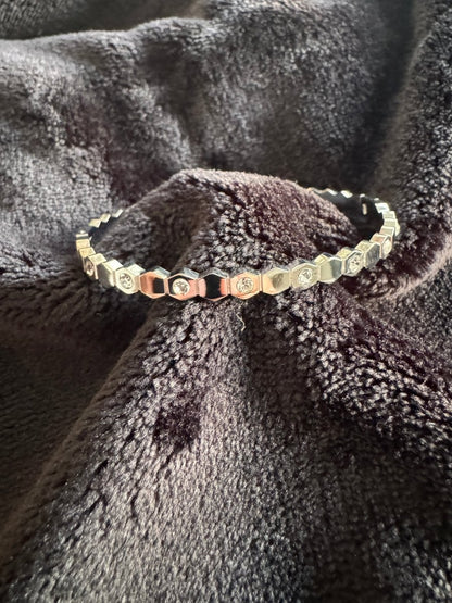 Diamond hexagon hinge bracelet