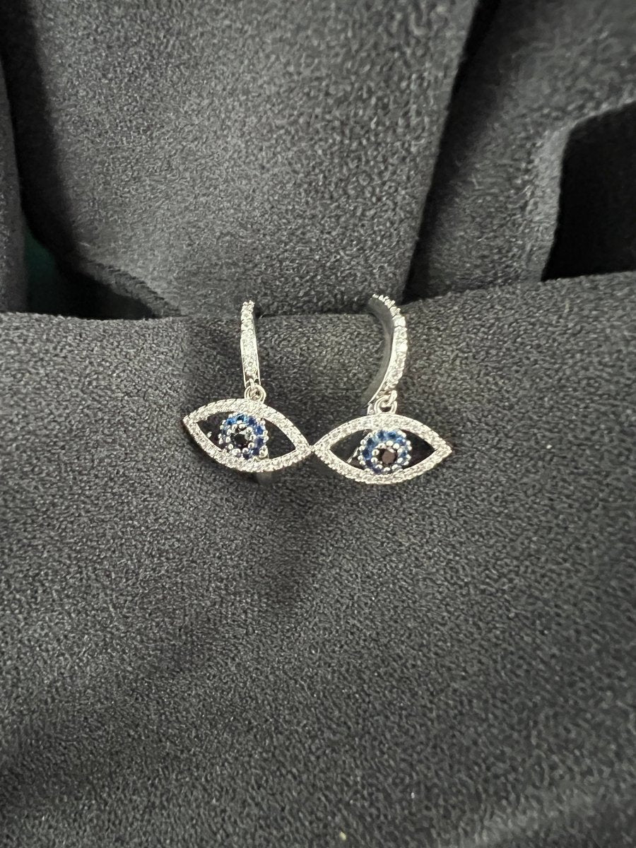 Evil eye hooped earrings
