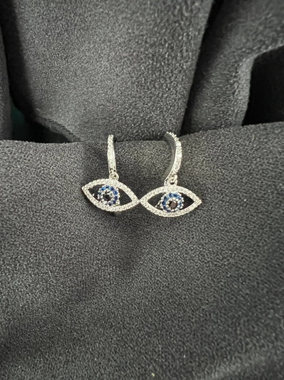 Evil eye hooped earrings