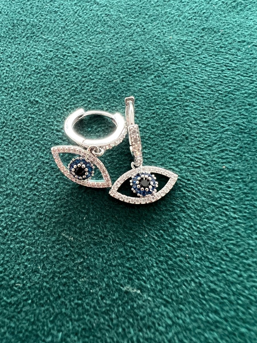 Evil eye hooped earrings