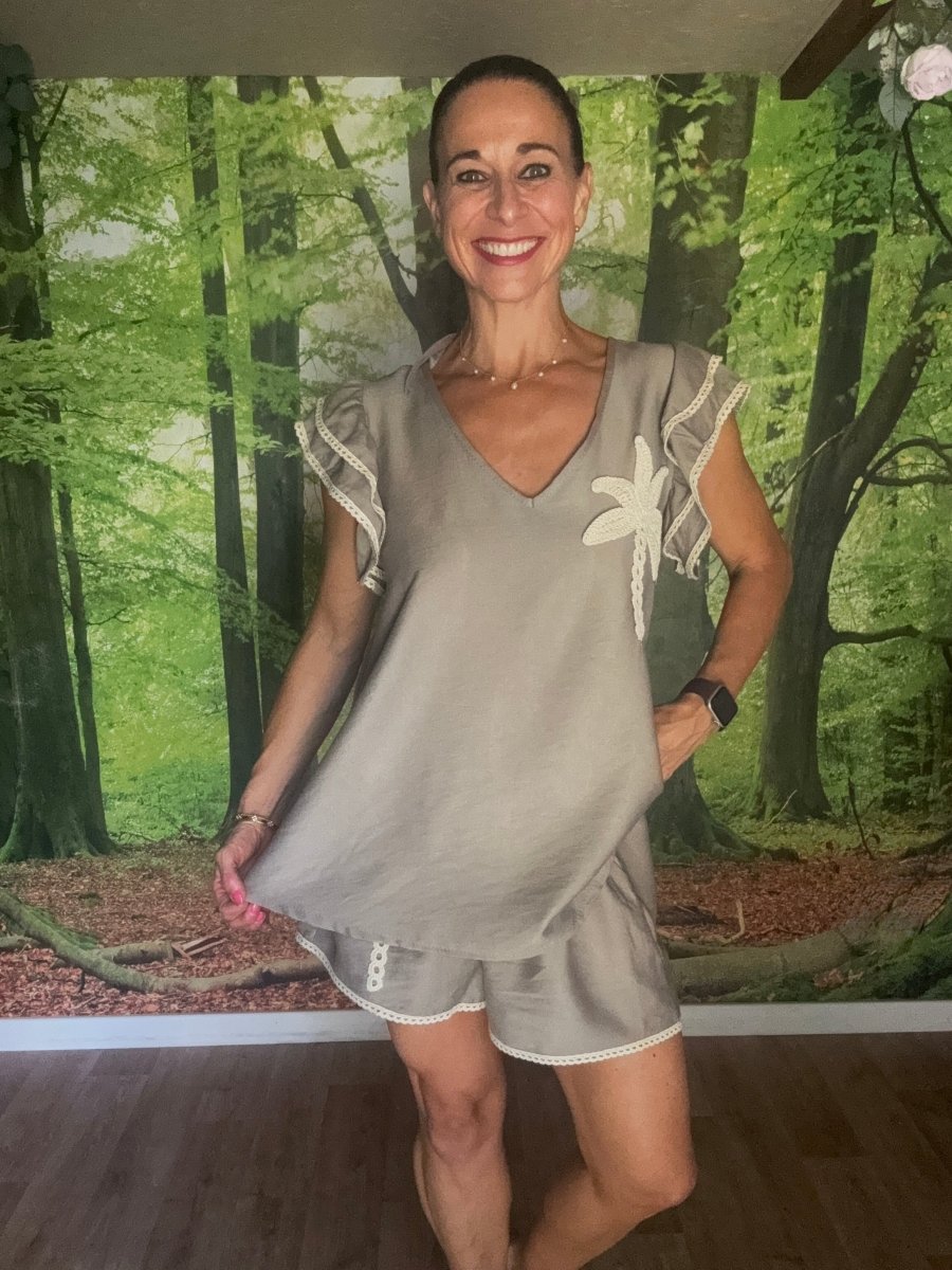 Frill palm shorts set