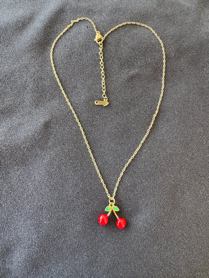 Gold cherry necklace🍒