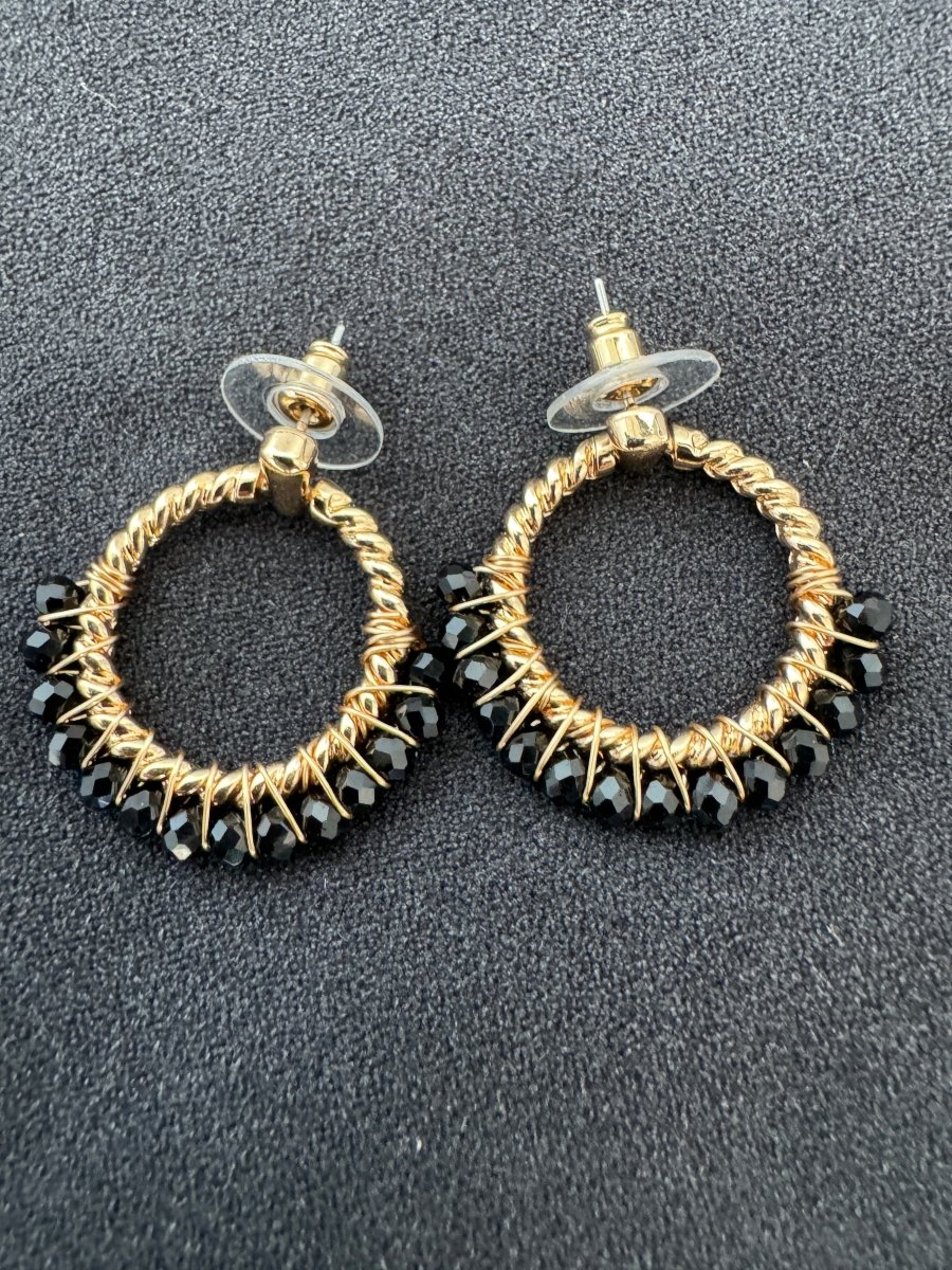 Gold/black rope earrings