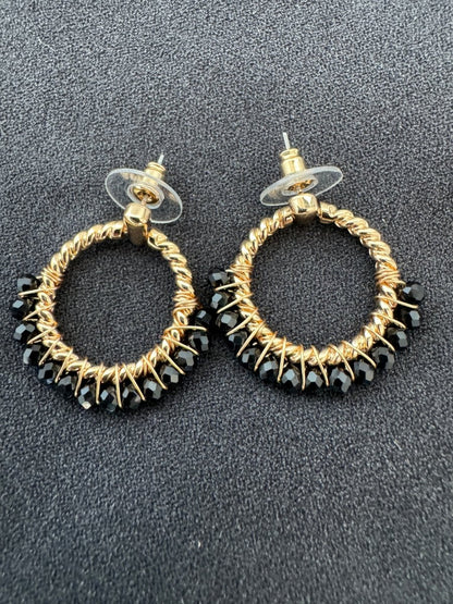 Gold/black rope earrings