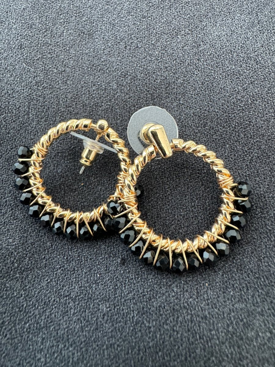 Gold/black rope earrings