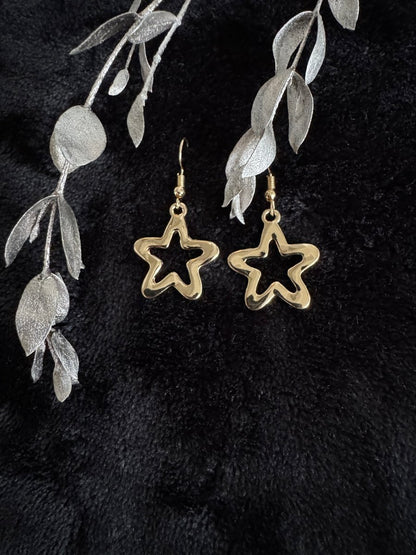 Hollow star earrings
