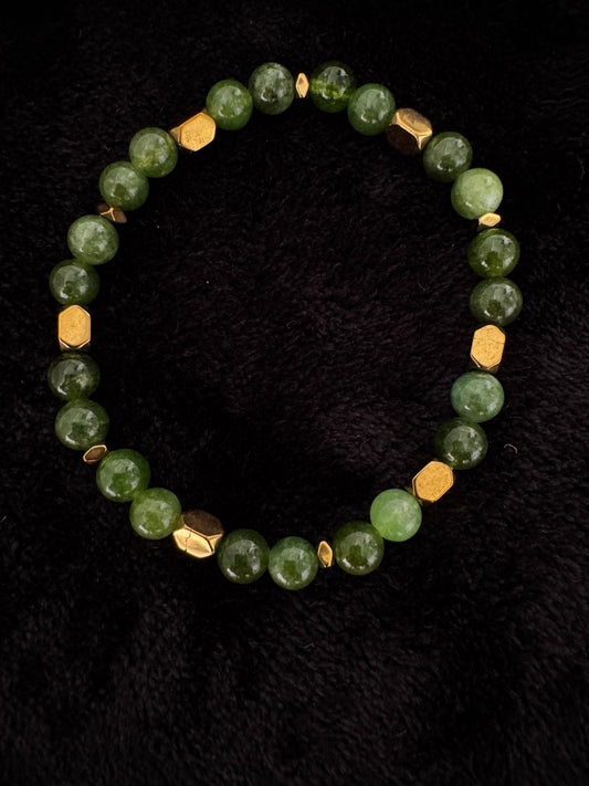 Jade and gold crystal bracelet