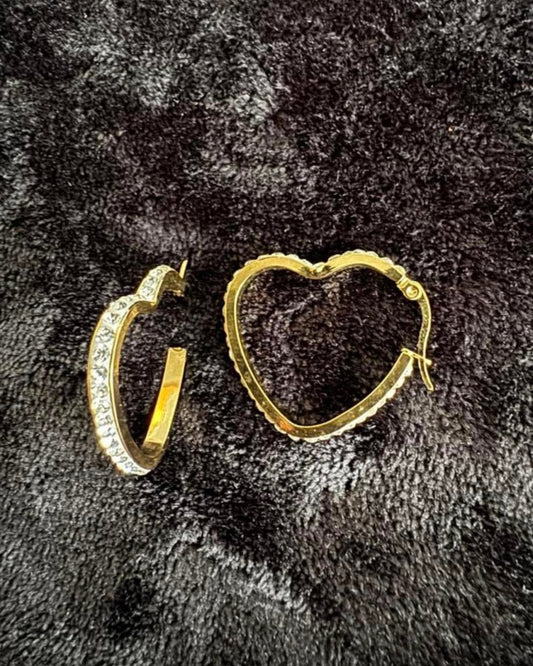 Large Heart diamanté encrusted earrings