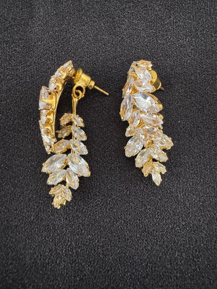 Leaf encrusted drop earrings