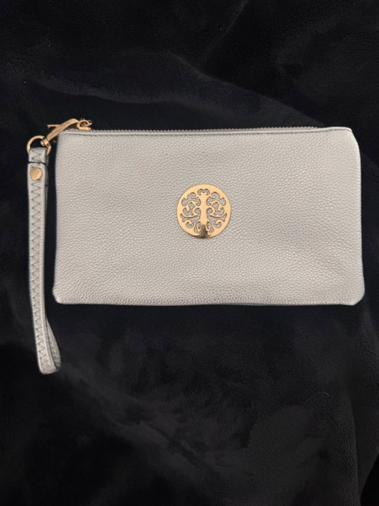 Silver clutch bag