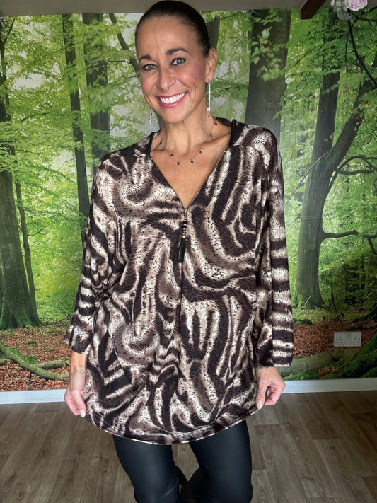 Zebra jersey zip