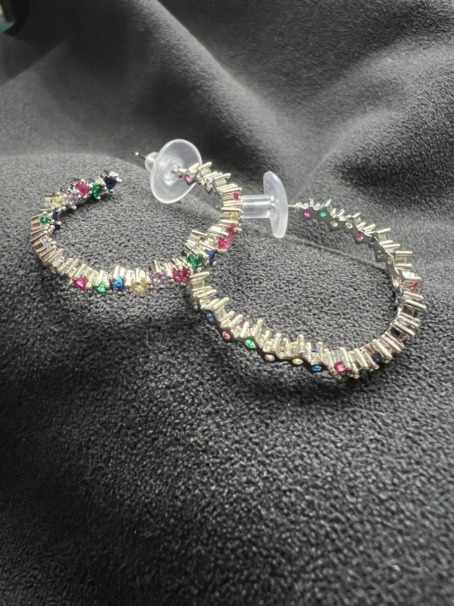 Colour glass hooped earrings