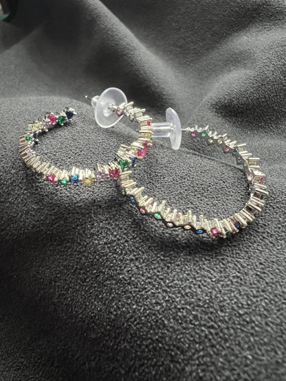Colour glass hooped earrings